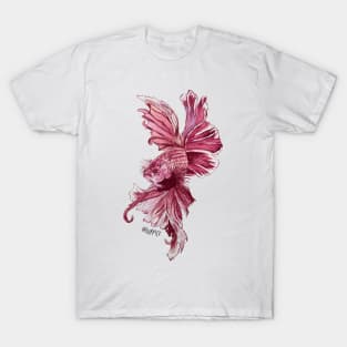 Maroon Watercolor Beta Fish T-Shirt